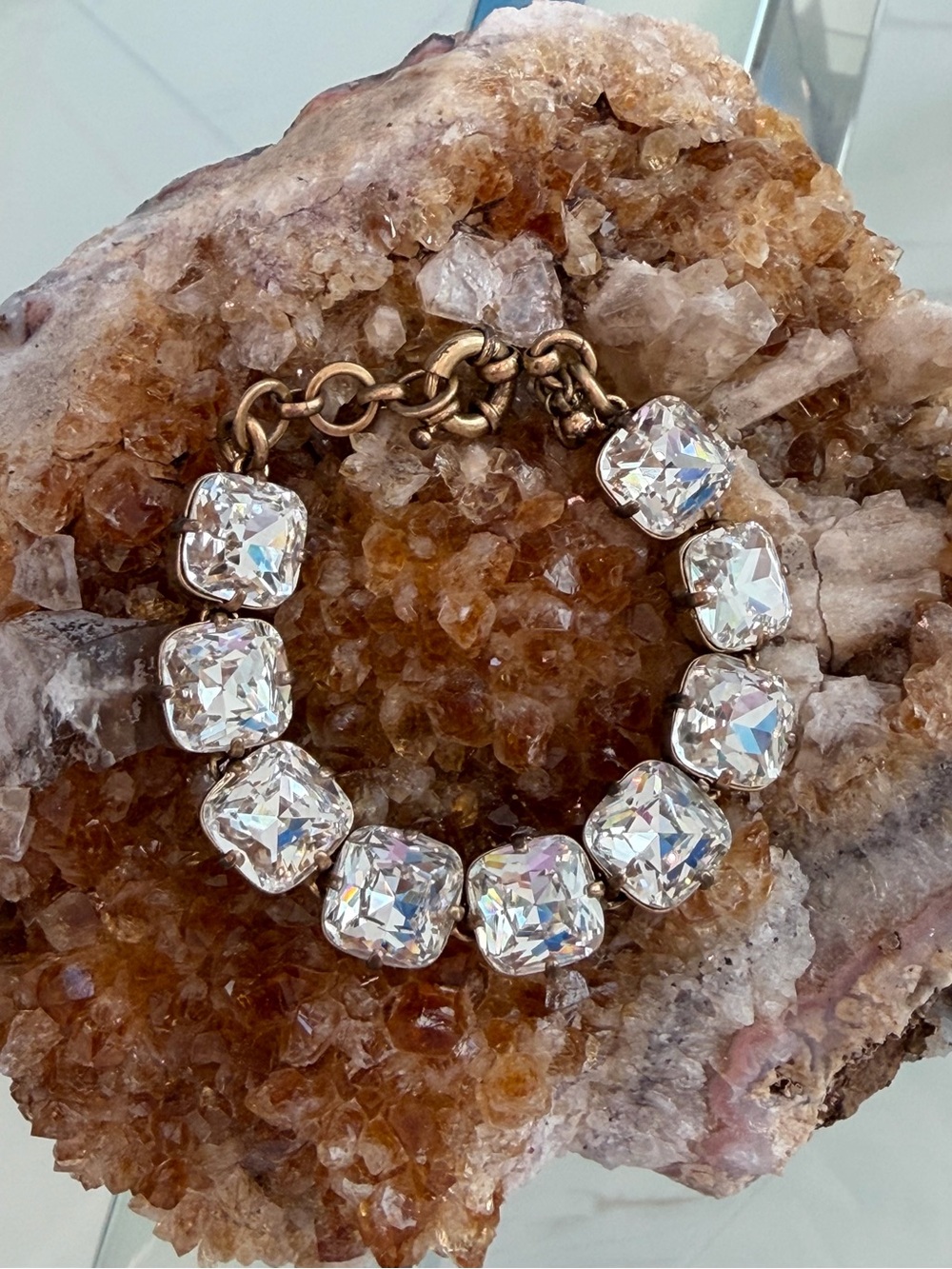 Stunning J.Crew Brilliant Crystal Link Bracelet Set in Goldtone